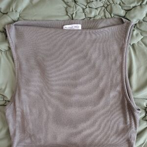 Michael Stars Taupe Ribbed Midi Dress